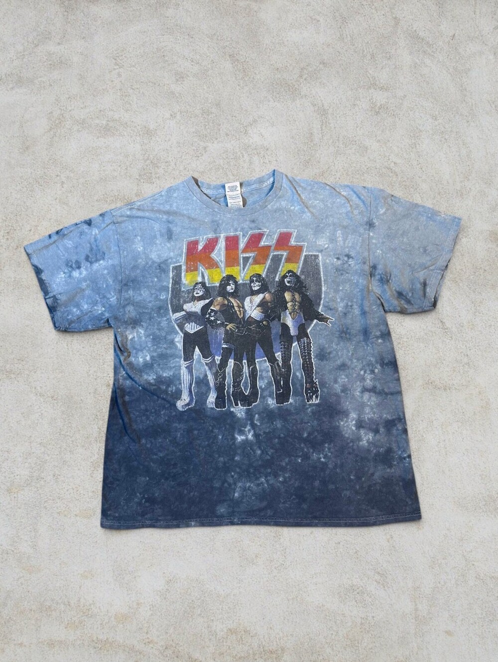 KISS Liquid Blue 2013 Tour Tie Dye Band T Shirt Sz XL
